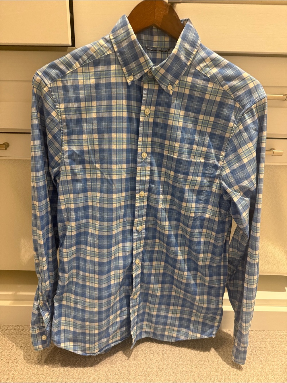 Vineyard Vines Blue and White Plaid Button-Down Shirt